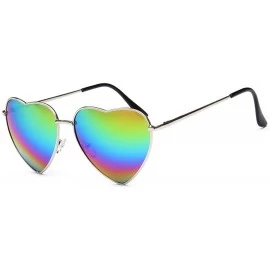 Aviator Heart Shape Sunglasses Fashion Aviator Tinted Lens Eyeglasses Metal Frame Eyewear - Multicoloured - C418S9URW8Q $14.26