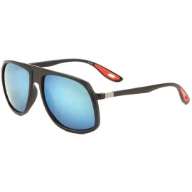 Oversized Flat top Oversized Round Red Ears Aviator Sunglasses - Blue - CX197W357X3 $15.23