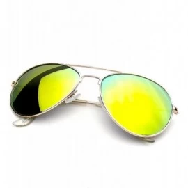 Aviator Premium Classic Metal Frame Reflective Mirror Lens Aviator Sunglasses - Orange Fire - CF11KZZO4MR $18.54