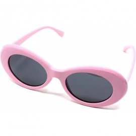 Oval Oval Sunglasses - 60s Retro Style Shades - - Pink - C1195Y36IYZ $21.70