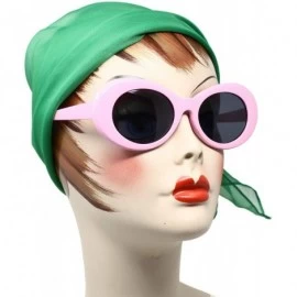Oval Oval Sunglasses - 60s Retro Style Shades - - Pink - C1195Y36IYZ $12.96