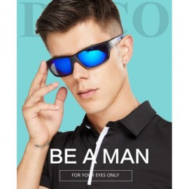 Sport Polarized Sports Running Baseball Cycling TR90 Superlight Frame Sunglasses for Men 6201 - Black Frame Blue Lens - CU18W...
