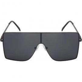 Square Large Flat Top One Piece Flat Lens Mono Shield Sunglasses 55692 - Matte Gunmetal Frame/Grey+flash Mirrored Lens - CJ18...