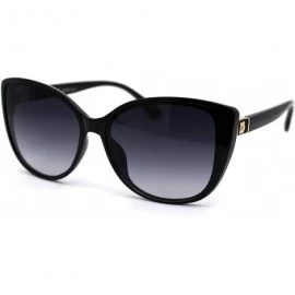 Cat Eye Womens Oversize Cat Eye Jewel Hinge Plastic Sunglasses - Black Gold Smoke - CO197LYWZ95 $19.43