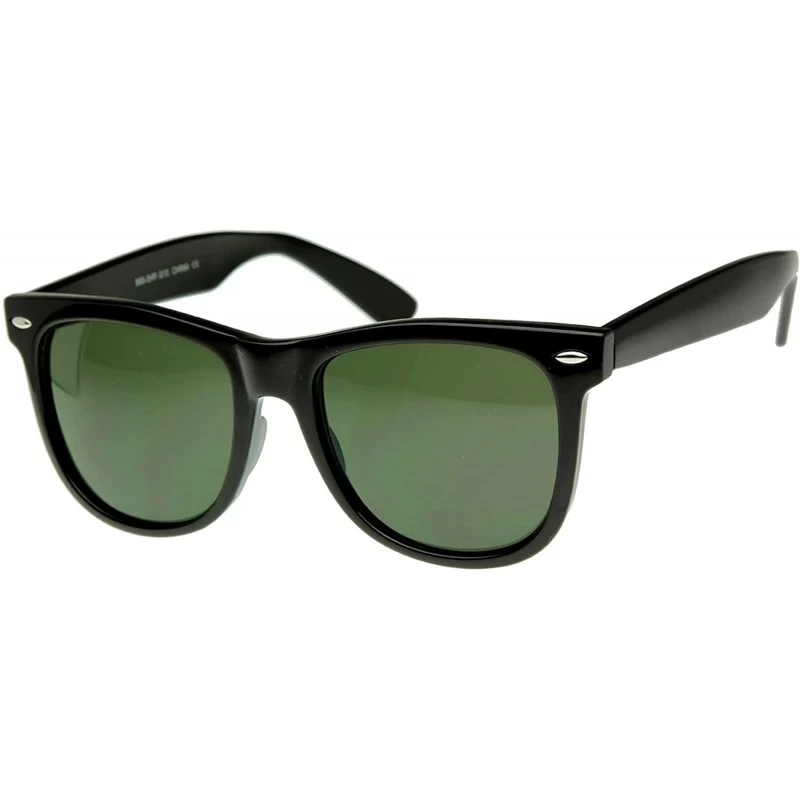 Wayfarer Large Classic Color Horn Rimmed Bright Retro Style Sunglasses (Black) - CU116Q2HGRN $18.16
