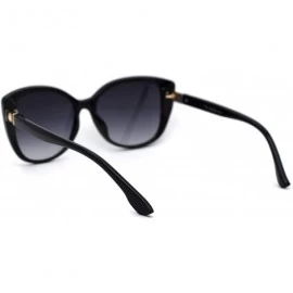 Cat Eye Womens Oversize Cat Eye Jewel Hinge Plastic Sunglasses - Black Gold Smoke - CO197LYWZ95 $9.05