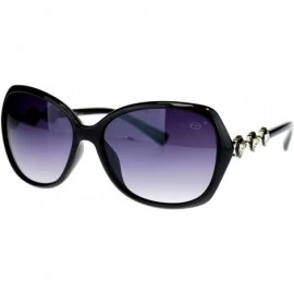 Oversized Large Rhinestone Jewel Temple Oversized Elegant Butterfly Sunglasses - Black - C111NSKXC65 $12.74