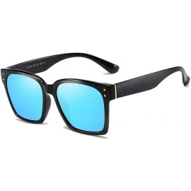 Oval Unisex Sunglasses Retro Black Drive Holiday Oval Polarized UV400 - Blue - C518R093YKE $21.75