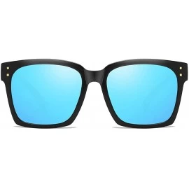 Oval Unisex Sunglasses Retro Black Drive Holiday Oval Polarized UV400 - Blue - C518R093YKE $14.00