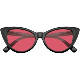 Cat Eye Retro 1990's Color Tone Fashion Mod Black Super Cat Eye Sunglasses For Women - Red - C21967Y679T $10.10
