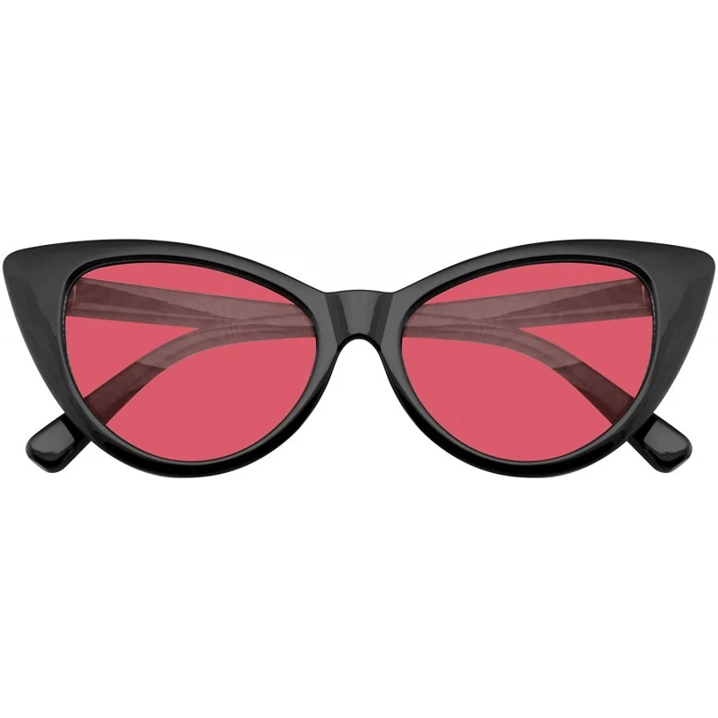 Cat Eye Retro 1990's Color Tone Fashion Mod Black Super Cat Eye Sunglasses For Women - Red - C21967Y679T $10.10
