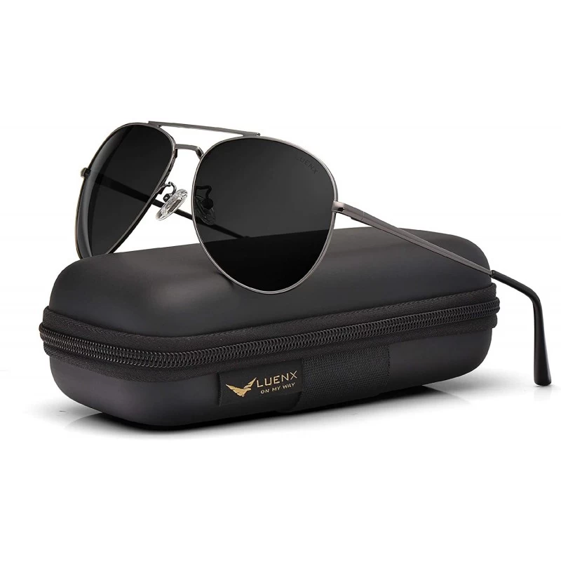 Sport Aviator Sunglasses Polarized for Men Women LUENX-UV400 Protection with Case - 8-grey - CR18X6LAQSE $13.28