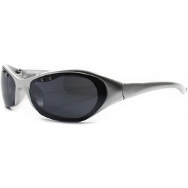 Sport Outdoor Athletic Baseball Around Rectangle Sport Sunglasses - Silver - CK18ECDY9I5 $10.92