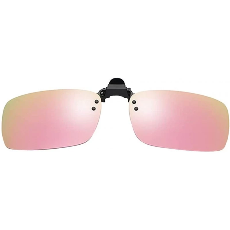 Oval Polarized Clip-on Sunglasses Anti-Glare Driving Glasses for Prescription Glasses - Pink - CA193XIETQI $9.45
