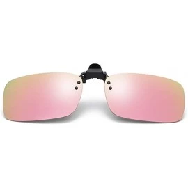 Oval Polarized Clip-on Sunglasses Anti-Glare Driving Glasses for Prescription Glasses - Pink - CA193XIETQI $9.45