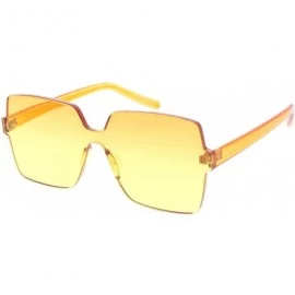 Oversized Frameless Squared Frame 80s Fashion Aviator Sunglasses - Orange - CV18UES0M34 $21.68