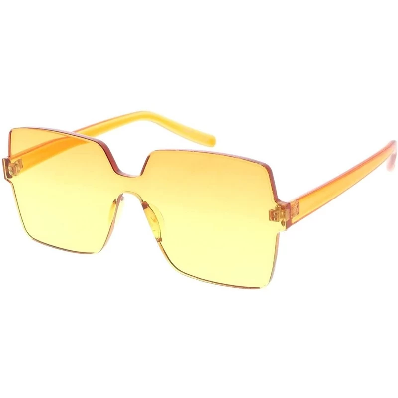 Oversized Frameless Squared Frame 80s Fashion Aviator Sunglasses - Orange - CV18UES0M34 $11.55