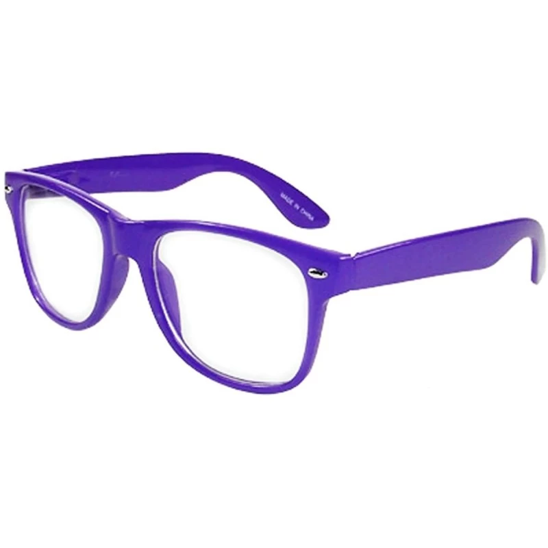 Wayfarer Fashion Glasses for Men Women Retro Pop Color Frame Clear Lens - Purple - CL118YDG83P $10.96