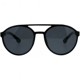 Round Mens Side Visor Plastic Cafe Racer Round Sunglasses - Shiny Black - CB18CMKR7TE $7.98