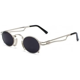 Wayfarer Retro Steampunk Sunglasses Men Round Vintage Eyewear Summer Metal Frame Black Oval Sun Glasses - Black Grey - C618U2...