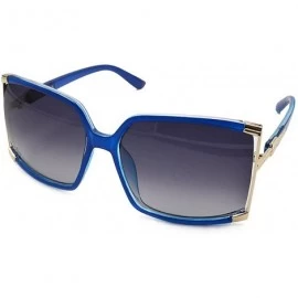 Shield Women's Oversized Sunglasses New Fashion Square Frame Sunnies Eyewear Metal Sunglasses - Blue - C211YERRZ37 $27.38