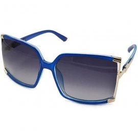 Shield Women's Oversized Sunglasses New Fashion Square Frame Sunnies Eyewear Metal Sunglasses - Blue - C211YERRZ37 $18.01