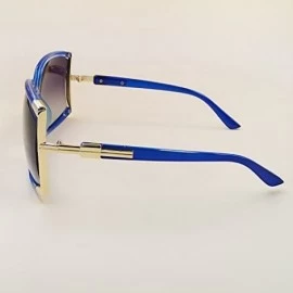 Shield Women's Oversized Sunglasses New Fashion Square Frame Sunnies Eyewear Metal Sunglasses - Blue - C211YERRZ37 $18.01