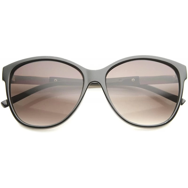 Cat Eye Women's Glam Fashion Metal Temple Oversize Cat Eye Sunglasses 59mm - Black-silver / Lavender - CM12I21QAUN $9.32