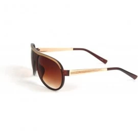 Aviator Fashion Color Frame Aviator Metal Temple Style Sunglasses P2060 - Brown-gradient Brown Lens - CY11BOTI4GP $7.81