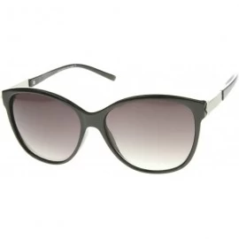 Cat Eye Women's Glam Fashion Metal Temple Oversize Cat Eye Sunglasses 59mm - Black-silver / Lavender - CM12I21QAUN $9.32