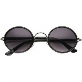 Rimless Mid Size Retro Boho Fashion Ornate Metal/Plastic Round Sunglasses 48mm - Black-silver / Lavender - CC124K99V53 $26.03