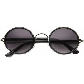 Rimless Mid Size Retro Boho Fashion Ornate Metal/Plastic Round Sunglasses 48mm - Black-silver / Lavender - CC124K99V53 $11.86