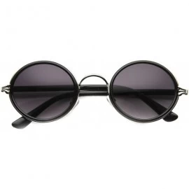 Rimless Mid Size Retro Boho Fashion Ornate Metal/Plastic Round Sunglasses 48mm - Black-silver / Lavender - CC124K99V53 $21.11