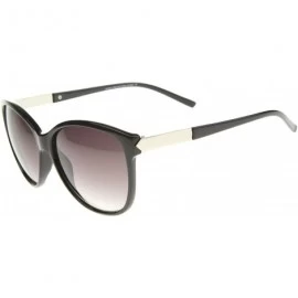 Cat Eye Women's Glam Fashion Metal Temple Oversize Cat Eye Sunglasses 59mm - Black-silver / Lavender - CM12I21QAUN $20.23