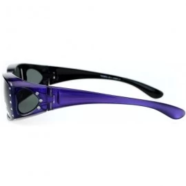 Goggle Womens Polarized Fit Over Glasses Sunglasses Rhinestone Rectangular Frame - Purple - CW185WXIG9H $13.17