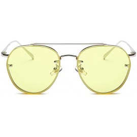 Oval Fashion Sunglasses Men Metal Frame Sun Glasses for Women Summer 2018 UV400 - Yellow - CH18DUI5XQL $12.57