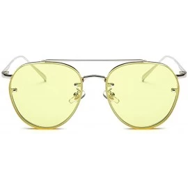 Oval Fashion Sunglasses Men Metal Frame Sun Glasses for Women Summer 2018 UV400 - Yellow - CH18DUI5XQL $12.57