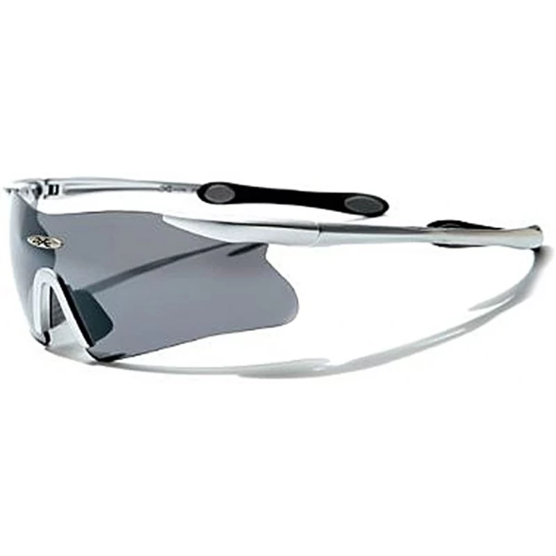 Rimless Mens Sports Shield Baseball Cycling Triathalon Sunglasses - xl021 - Silver W Black - CC11CE4VGGJ $8.25