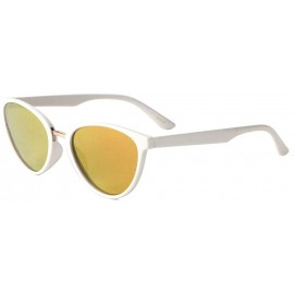 Cat Eye Plastic Frame Metal Nose Bridge Rounded Cat Eye Sunglasses - Orange White - CF1993KHHRR $26.87