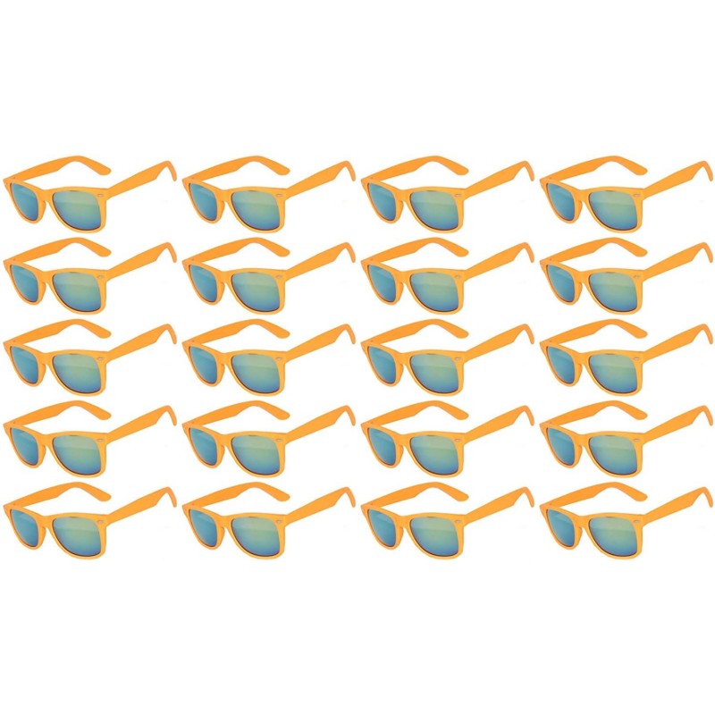 Goggle Wholesale set of 20 Pairs Mirrored Reflective Colored Lens Sunglasses Matte - 20_pack_orange_mirr - CJ12O86UFKQ $44.06