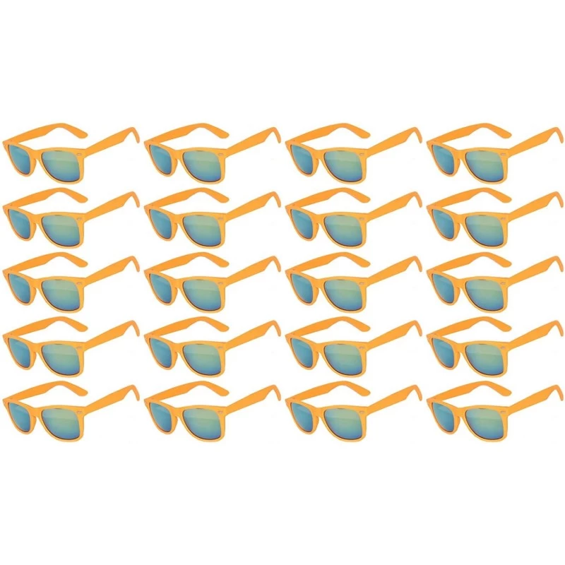 Goggle Wholesale set of 20 Pairs Mirrored Reflective Colored Lens Sunglasses Matte - 20_pack_orange_mirr - CJ12O86UFKQ $44.06