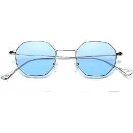 Square Hot sale!!!Womens Men Fashion Metal Irregularity Frame Glasses Brand Classic Sunglasses - Blue - CP180OXS6OI $16.16