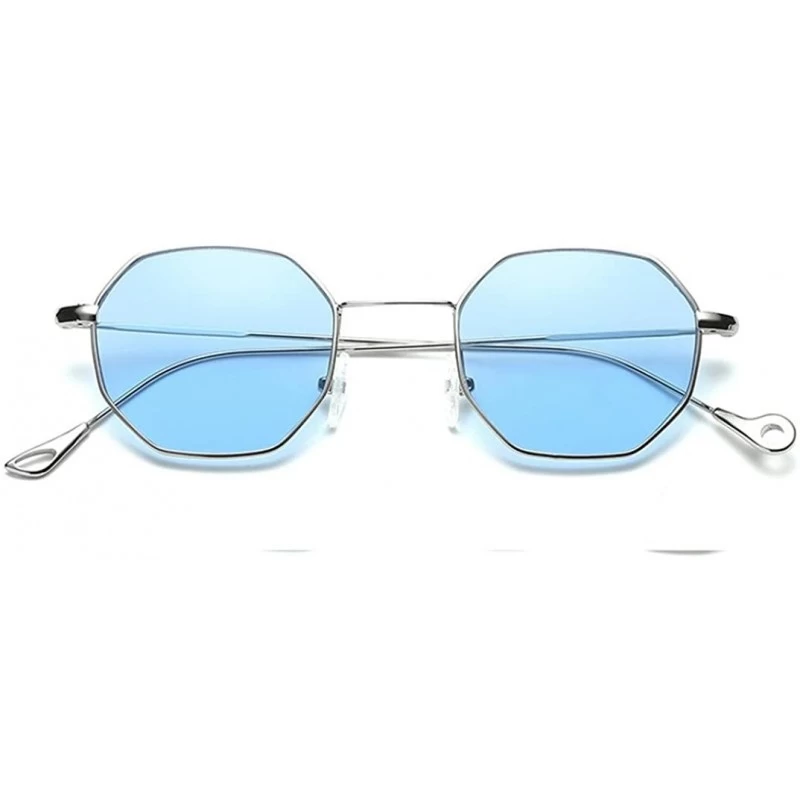 Square Hot sale!!!Womens Men Fashion Metal Irregularity Frame Glasses Brand Classic Sunglasses - Blue - CP180OXS6OI $8.93