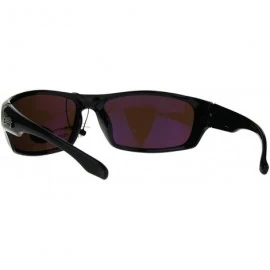 Wrap Sunglasses Mens Wrap Around Biker Fashion Shades UV 400 Black - Black - CU189NULO5K $11.66