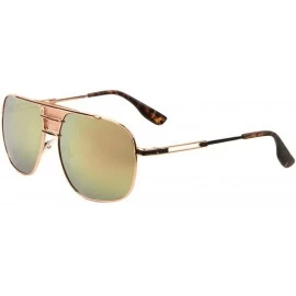 Shield Three Bar Bridge Shield Metal Cut Out Temple Aviator Sunglasses - Rose Gold Demi - CC190OC6DIH $15.70