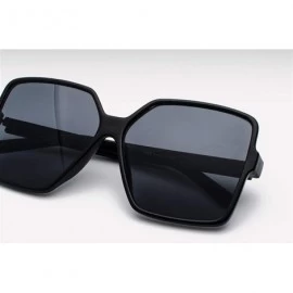 Square Oversized Square Sunglasses for Women Men Flat Top Shades Sunglasses - Black Frame/Black Lens - C618ROLOSTE $9.92