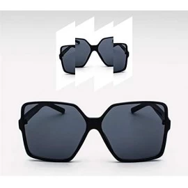 Square Oversized Square Sunglasses for Women Men Flat Top Shades Sunglasses - Black Frame/Black Lens - C618ROLOSTE $9.92