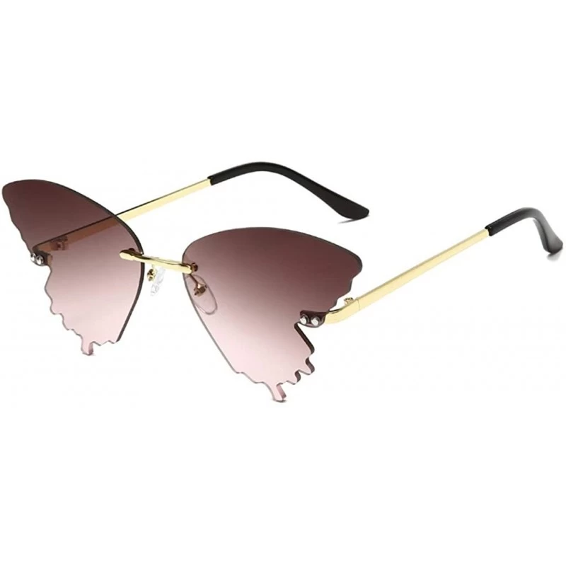 Sport Summer Butterfly Sunglasses Gradient Butterfly Shape Frame - D - CN190MWCHMG $8.42