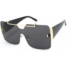 Oversized Retro sunglasses for women brand design frameless Siamese female glasses - Black - C118U07G2GL $26.76