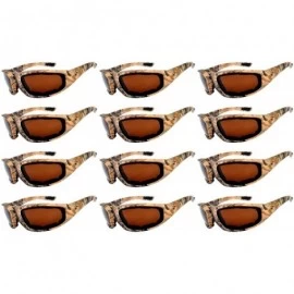 Sport 12 Pieces Per Case Wholesale Lot Motorcycle CAMO Padded Foam Sport Glasses - 12-moto-camo3-brown - C618CWT7RIA $81.44